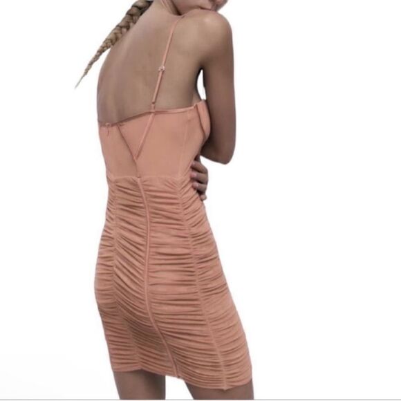 Zara Ruched Stretchy Bodycon Mini Rose Pink
Dress(Size Large) - Picture 3 of 11